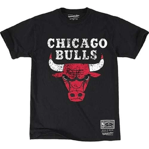 Mitchell and Ness Distressed Logo T-Shirt Bulls 